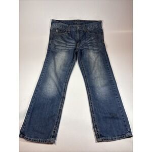 Axe & Crown Jeans Mens 34x30 (36x30) Blue Straight Stretch Denim Whiskered
